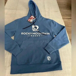 [M:XXS/W:XS]Born Primitive Blue Rocky Mountain Game Logo Pull Over Hoodie  Women